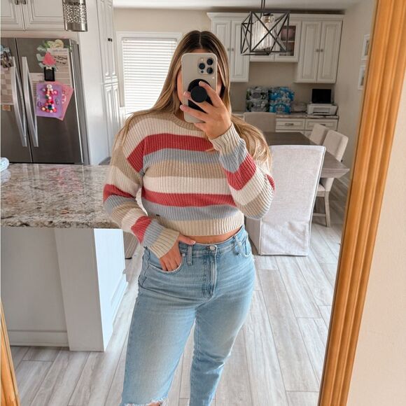 Hollister Sweaters - Hollister Striped Cropped Sweater